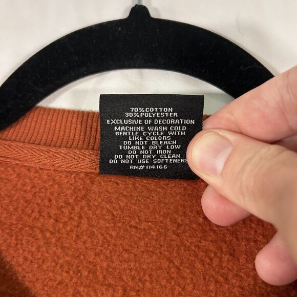 Texas Longhorns Sweater Women's Small Orange Crew Neck Wrist Patch Pullover - Picture 7 of 10